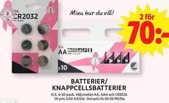 Batterier/Knappcellsbatterier CR2032 AA AAA