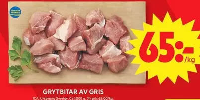 Grytbitar av gris