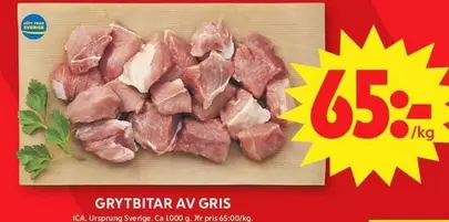Grytbitar av gris