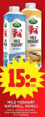 Arla - Mild Yoghurt Naturell, Vanilj