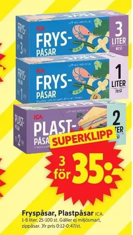 Frys-påsar, Plast-påsar