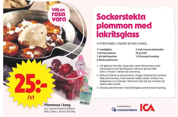 Sockerstekta plommon med lakritsglass