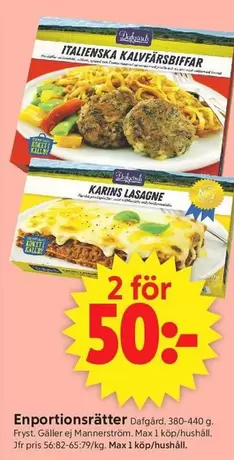 Dafgård - Italienska Kalvfärsbiffar, Karins Lasagne