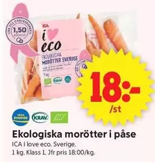 Ekologiska morötter i påse