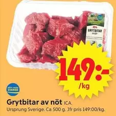 Grytbitar av nöt