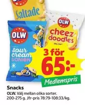 OLW - Cheez doodles, Sour cream & onion