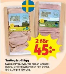 Svea - Smörgåspålägg Sverige/, längkokt skinka, lättrökt kyckling och rökt skinka
