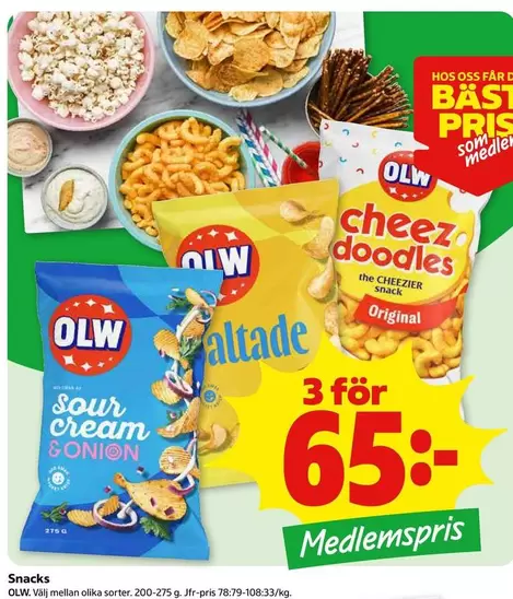 OLW - Cheez doodles, Sour cream & onion