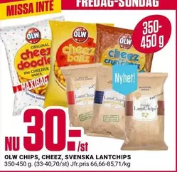 OLW - CHEEZ DOODLE, CHEEZ BALLZ, CHEEZ CRUNCHIES, SVENSKA LANTCHIPS