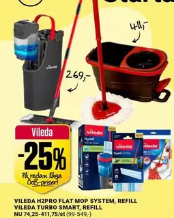 Vileda - H2PRO FLAT MOP SYSTEM, REFILL TURBO SMART, REFILL
