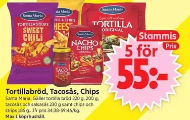 Santa Maria - Tortillabrö d, Tacosås, Chips
