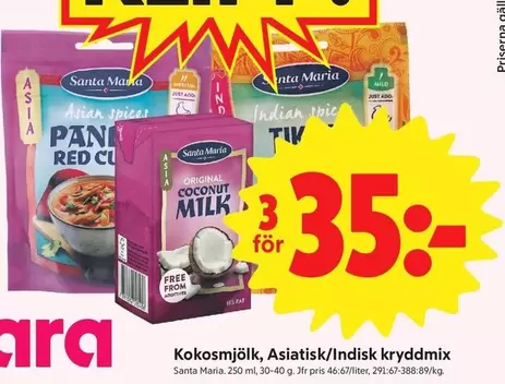 Santa Maria - Kokosmjölk, Asiatisk/Indisk kryddmix