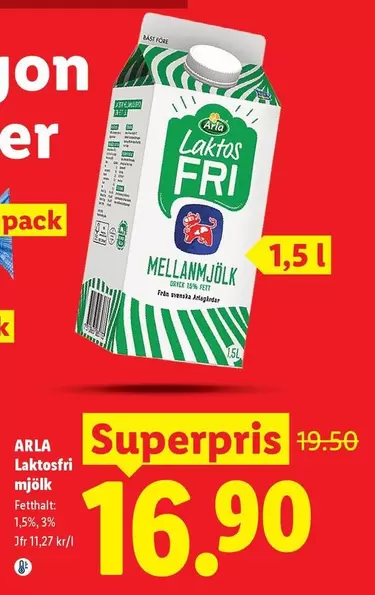 Arla - Laktosfri Mellanmjölk