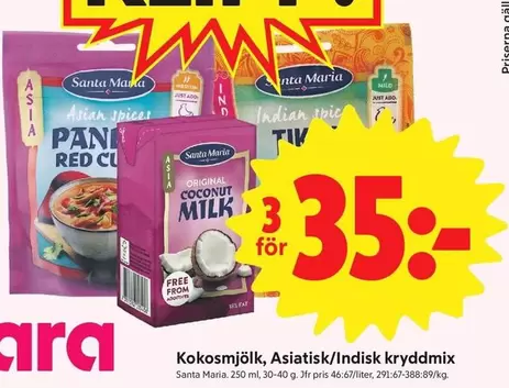 Santa Maria - Kokosmjölk, Asiatisk/Indisk kryddmix
