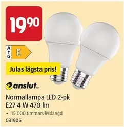 Normallampa LED 2-pk E27 4 W 470 lm