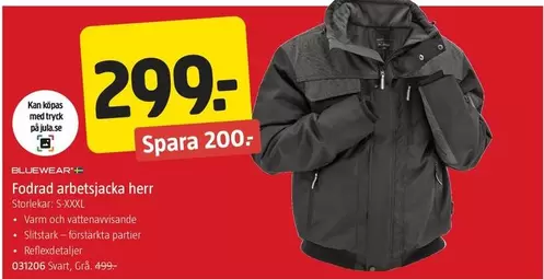 Bluewear - Fodrad arbetsjacka herr
