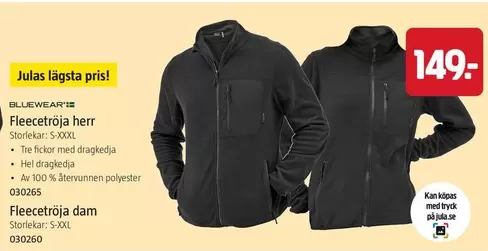 Bluewear - Fleece tröja herr 030265, Fleece tröja dam 030260