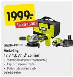 Vinkelslip 18 V 4,0 Ah Ø125 mm