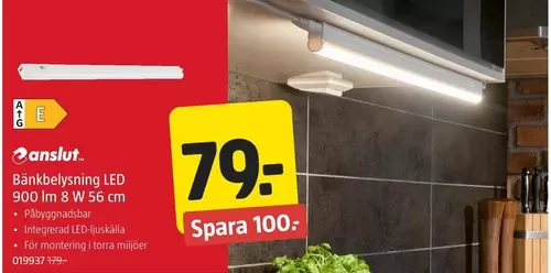 Bänkelysning LED 900 lm 8 W 56 cm