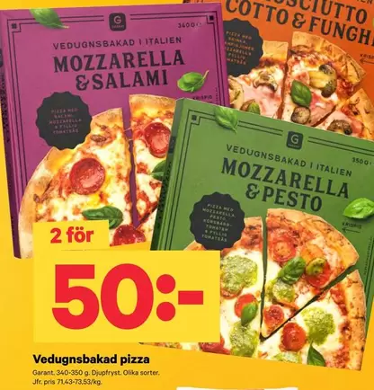 Garant - Ugnugnsbakad pizza Mozzarella & Salami