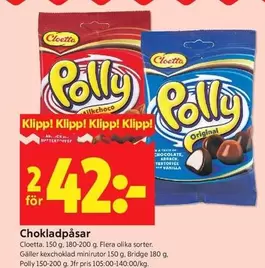 Cloetta - Polly chokladpåsar