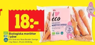 Ekologiska morötter i påse