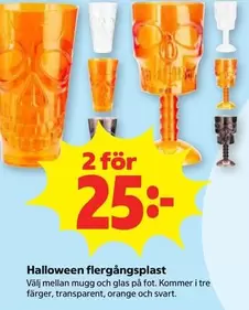 Halloween flergångsplast mugg och glas