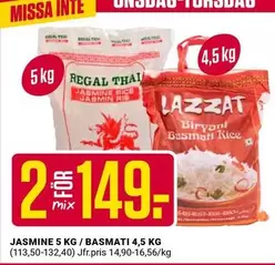 JASMINE 5 KG / BASMATI 4,5 KG
