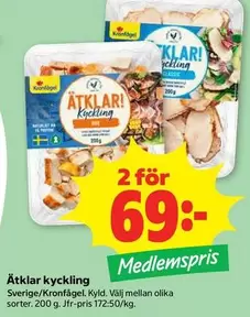 Kronfågel - Ätlar kyckling