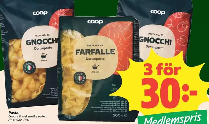 Coop - Gnocchi Durumpasta, Farfalle Durumpasta