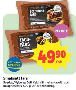 Nybergs Deli - Bolognese-färs, Taco-färs