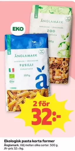 Änglamark - Ekologisk pasta korta former