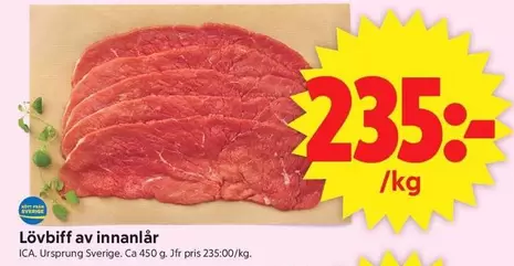 Lövbiff av innanlår