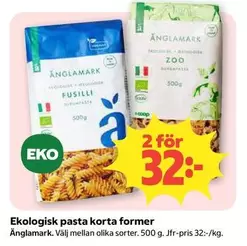 Änglamark - Ekologisk pasta korta former