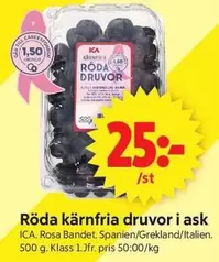 Röda kärnfria druvor