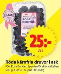 Röda kärnfria druvor