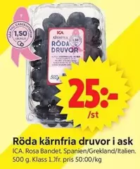 Röda kärnfria druvor