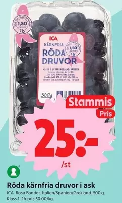 Röda kärnfria druvor