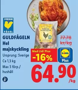 GULDFÅGELN Hel majskyckling