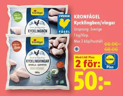 Kronfågel - KRONFÅGEL Kycklingben/vingar