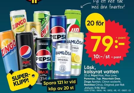zingo - Läsk, kolsyrat vatten