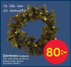 Dörrkrans Kotikulta LED, med timer, Ø 40 cm WX-LED44-15WW-1