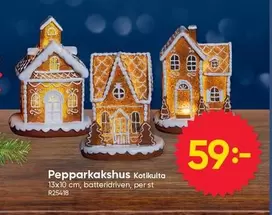 Pepparkakshus Kotilulta 13x10 cm, batteridriven, per st R25418