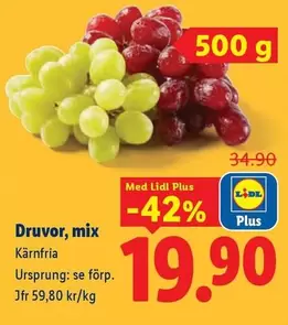 Druvor, mix Kärnfria