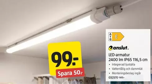 LED-armatur 2400 lm IP65 116,5 cm