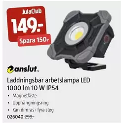 Laddningsbar arbetslampa LED 1000 lm 10 W IP54
