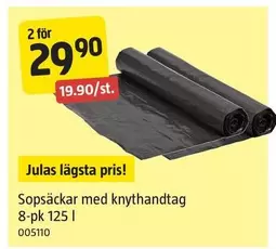 Sopsäckar med knythandtag 8-pk 125 l