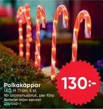 Polkakäppar LED, H 71 cm, 5 st, för utomhusbruk, per förp 235-040-1