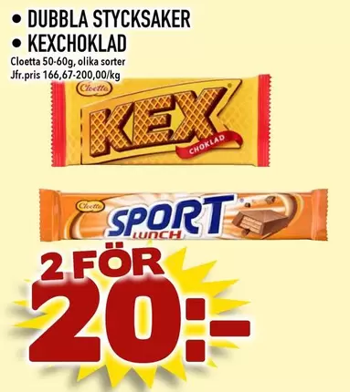 Cloetta - DUBBLA STYCKSAKER KEXCHOKLAD