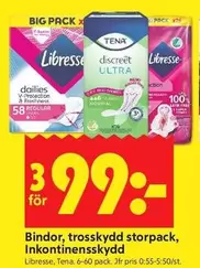 Libresse - Bindor, trosskydd storpack, Inkontinensskydd